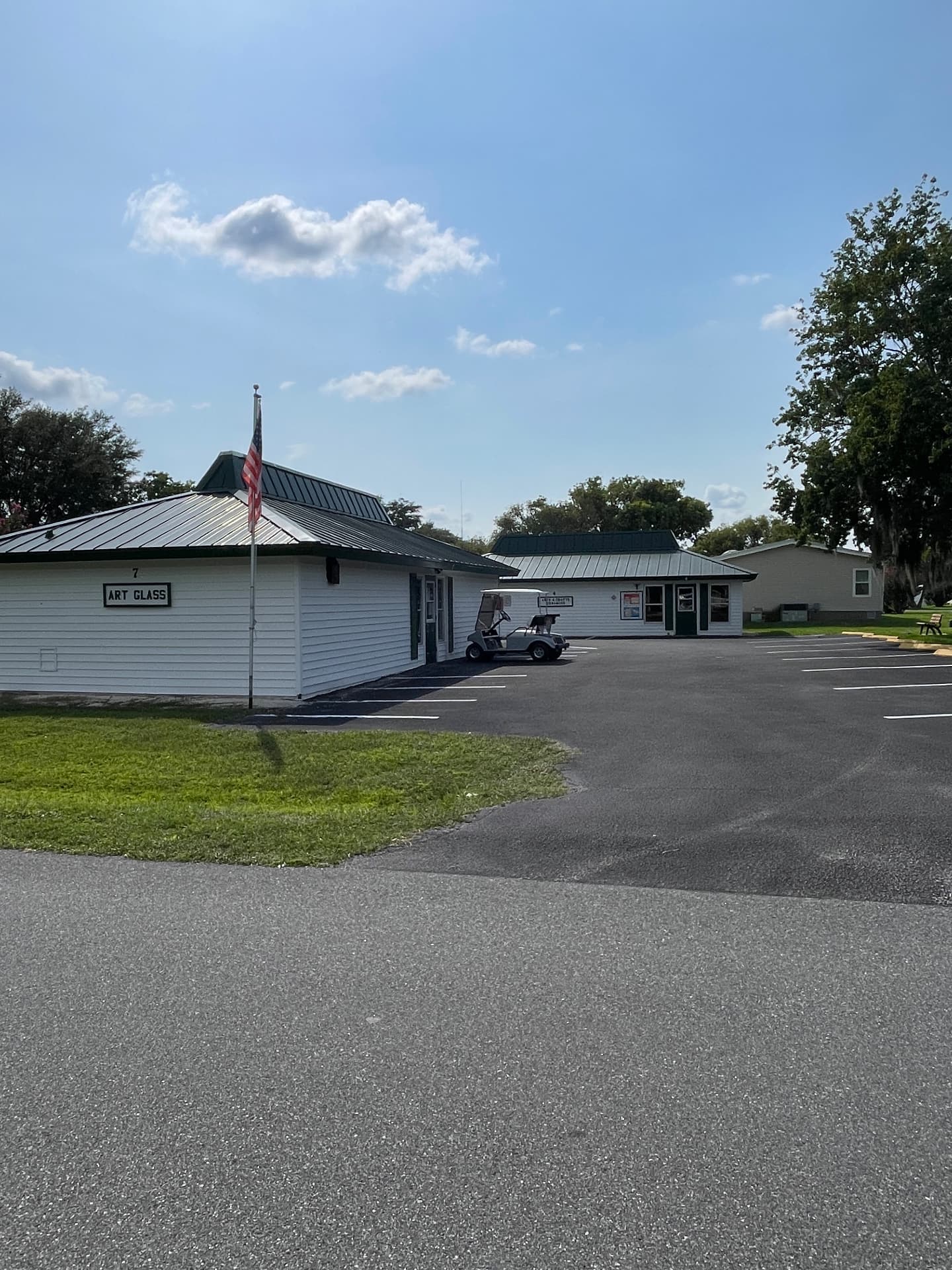 Art Glass and arts and crafts buildings at Continental Country Club Wildwood Florida