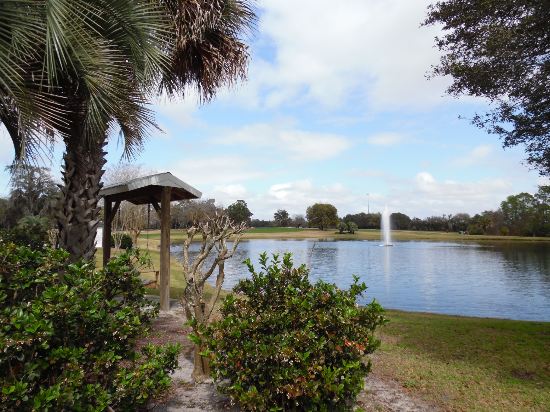 Golf course water view with fountain at Continental Country Club Wildwood Florida